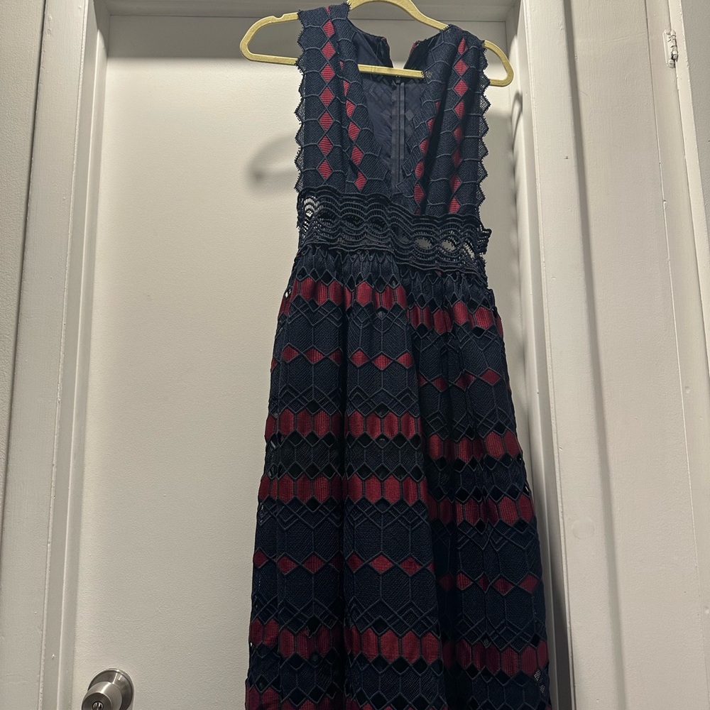 X by NBD Navy and Red Dress from Revolve - Size Small